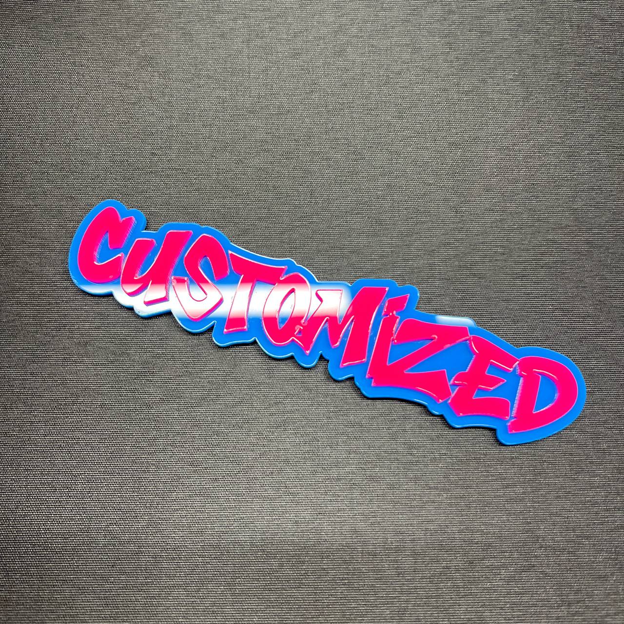 Personalized 3D custom badge with bold graffiti font design