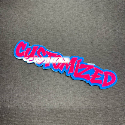 Personalized 3D custom badge with bold graffiti font design