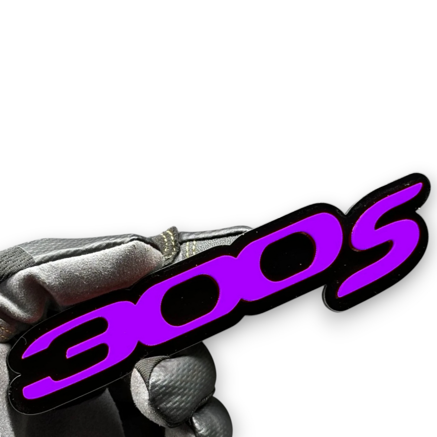 Black white 300S badge on Jeep Wrangler and Ford Bronco offroad vehicle