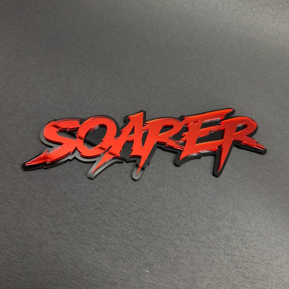 Custom Text Sharp Font car badge with aggressive personalized lettering for cars, trucks and SUVs