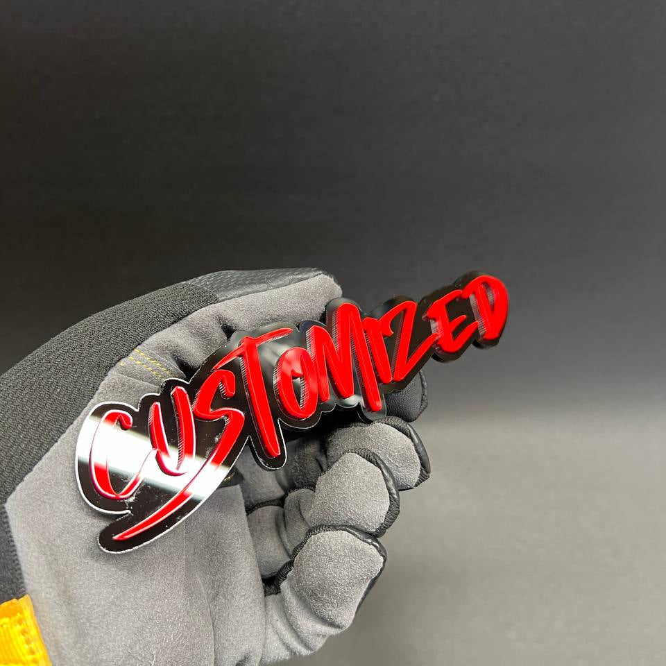 Custom 3D car emblem with personalized text design