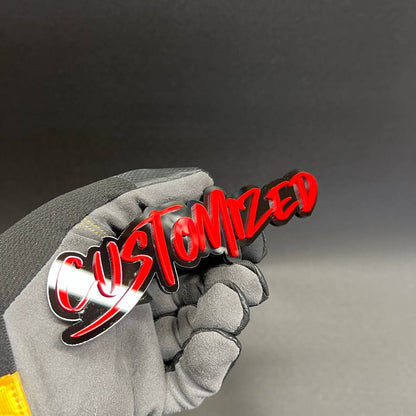 Custom 3D car emblem with personalized text design