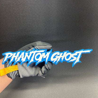Layered acrylic Phantom Ghost badge with bold racing inspired lettering for car exterior mods