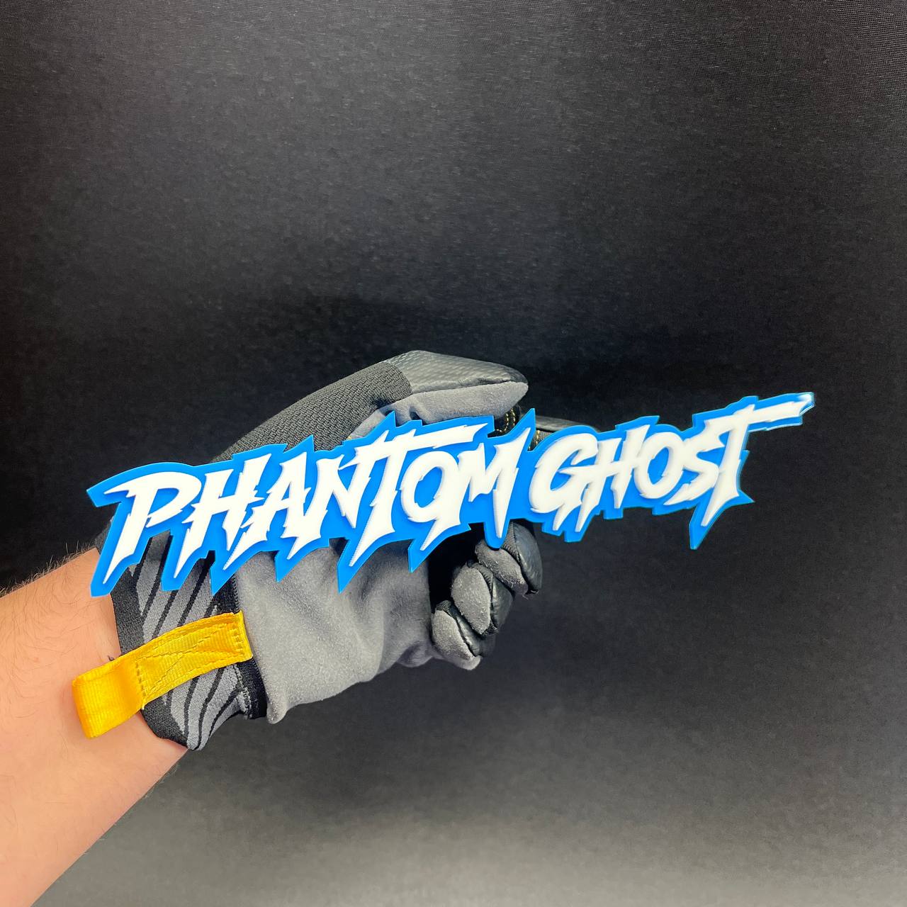 Phantom Ghost aftermarket text badge for hood, tailgate, and side panel vehicle customization