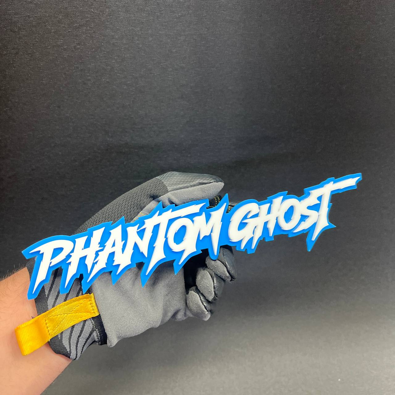 Personalized Phantom Ghost text badge for custom truck, muscle car, and offroad build appearance
