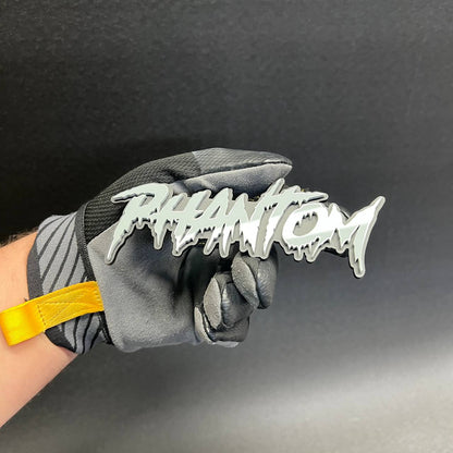 Phantom performance style car badge with layered acrylic construction