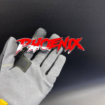 Custom Phoenix fender emblem featuring sharp performance lettering
