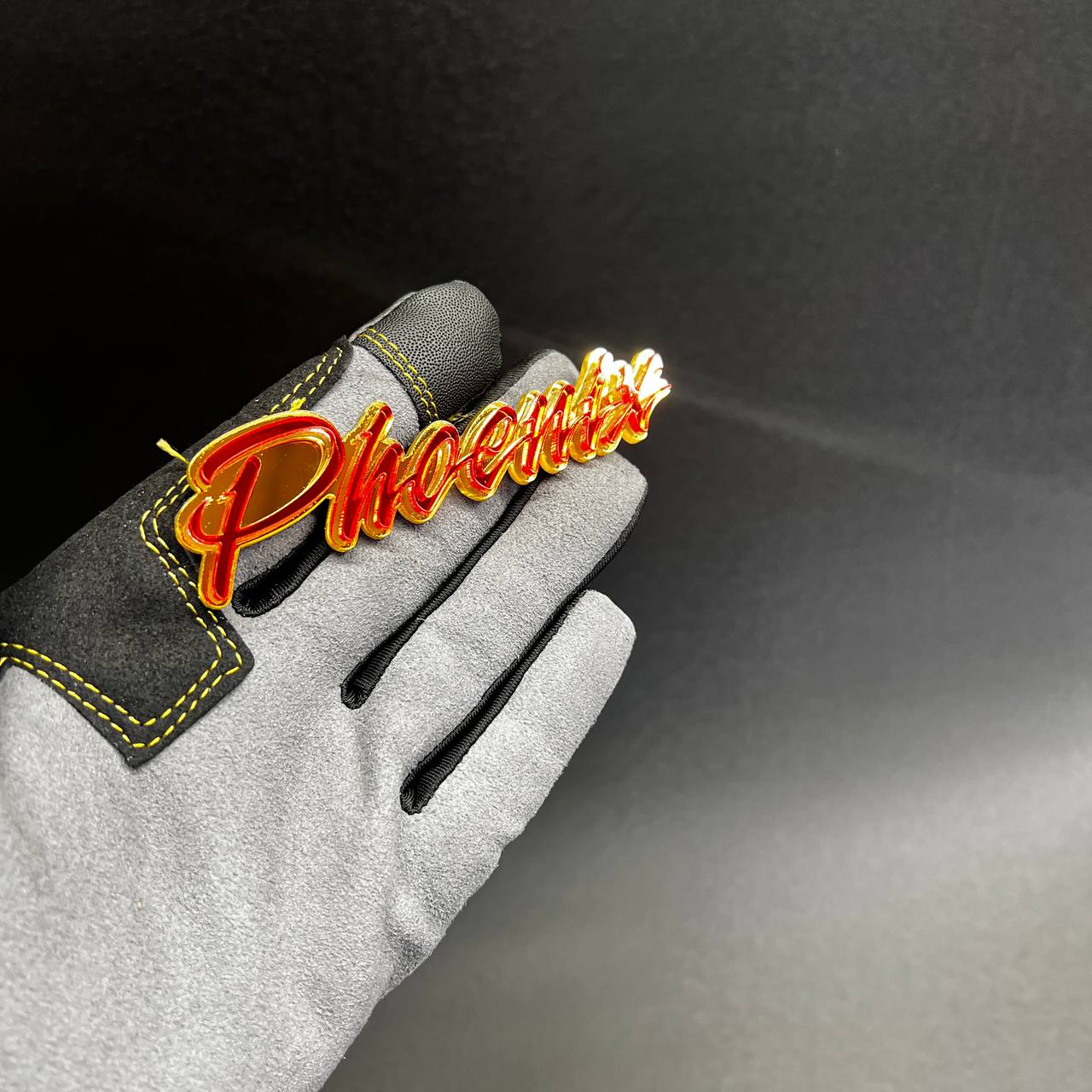 Laser cut Phoenix acrylic car emblem for muscle, performance, and custom vehicle styling.
