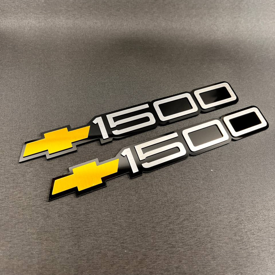 1993-1998 Chevy Silver 1500 Emblem Gold Bowtie for Silverado Car Badge Fender 2PC