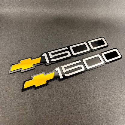1993-1998 Chevy Silver 1500 Emblem Gold Bowtie for Silverado Car Badge Fender 2PC