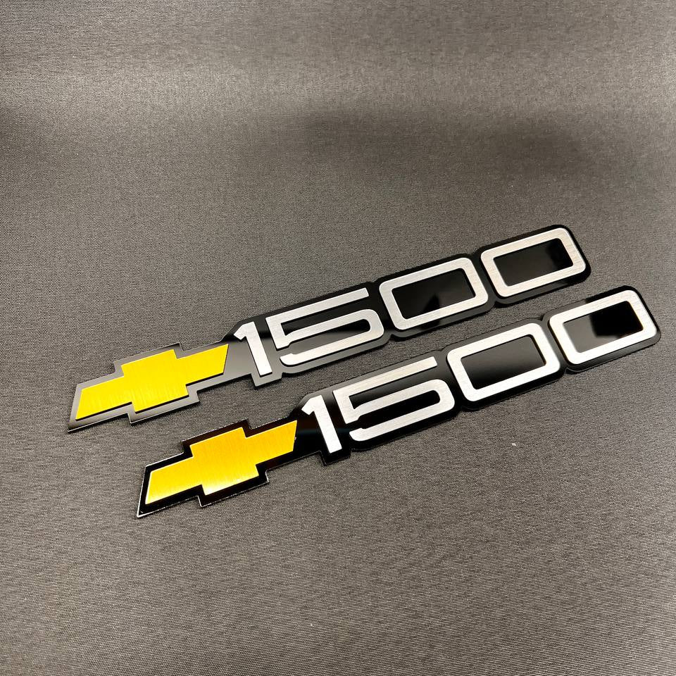 1993-1998 Chevy Silver 1500 Emblem Gold Bowtie for Silverado Car Badge Fender 2PC