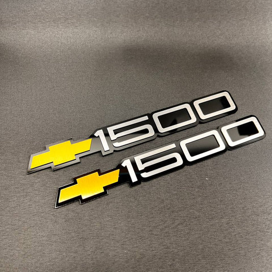 1993-1998 Chevy Silver 1500 Emblem Gold Bowtie for Silverado Car Badge Fender 2PC