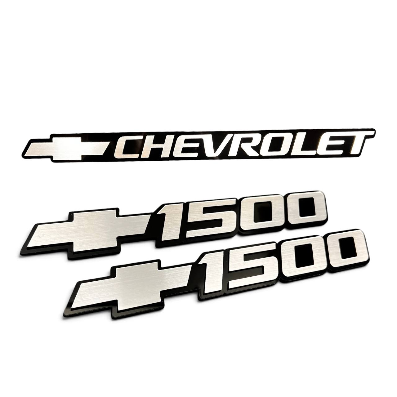 1999-2006 fits Chevy Silverado 1500 Car Badge Emblems Silver Bowtie Logo Name 3pc 15114051