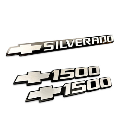 1999-2006 fits Chevy Silver Silverado 1500 Car Badge Emblems Bowtie Logo Name 3pc 15114051 (Copy)
