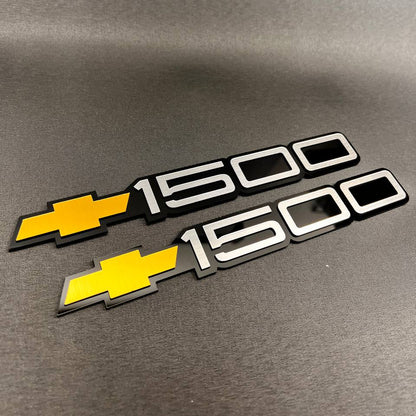 1993-1998 Chevy Silver 1500 Emblem Gold Bowtie for Silverado Car Badge Fender 2PC