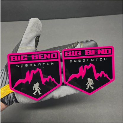 Big Bend Sasquatch grille emblem for custom trucks, Jeeps and off-road SUVs with mountain design