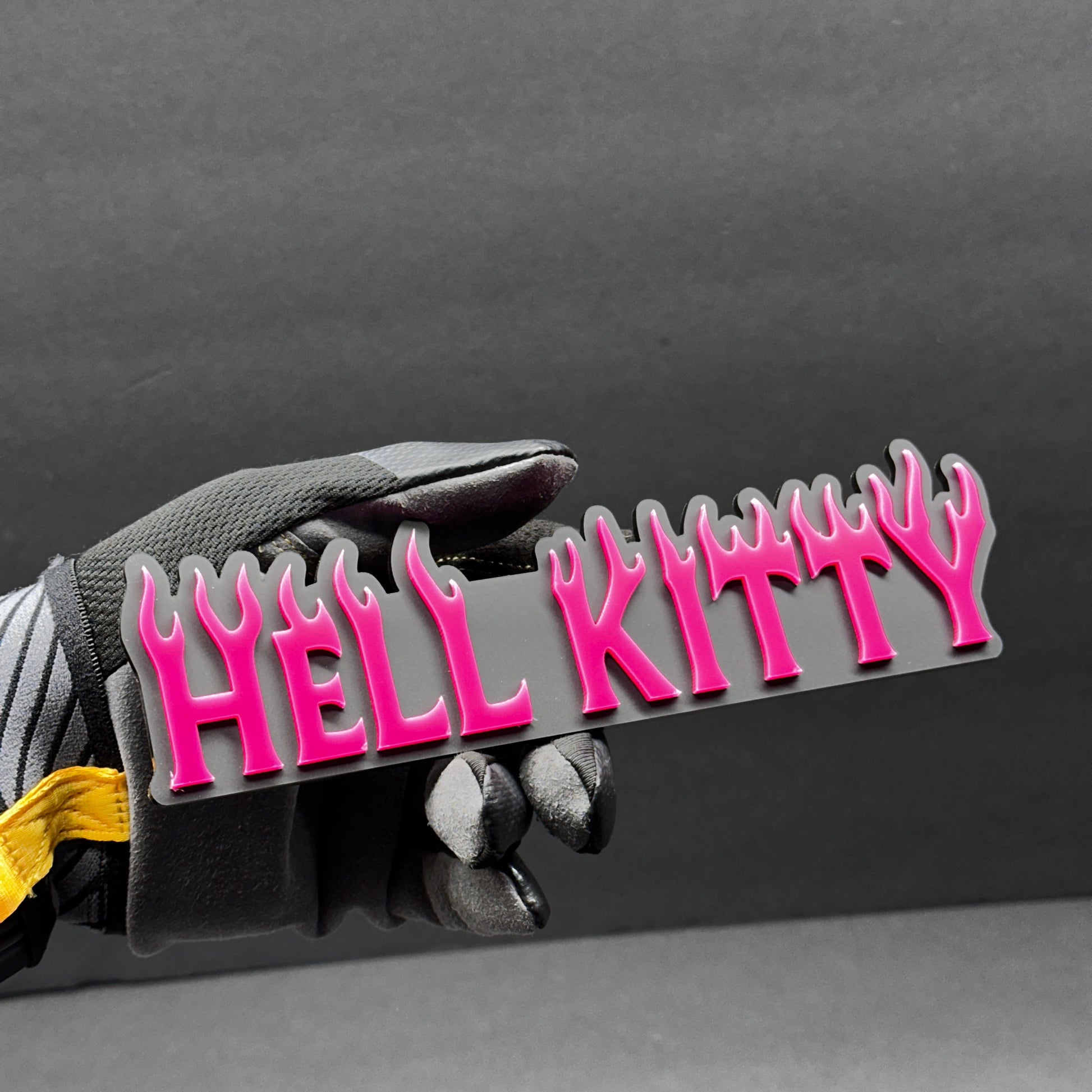 Performance style Hell Kitty text emblem for Mustang car build