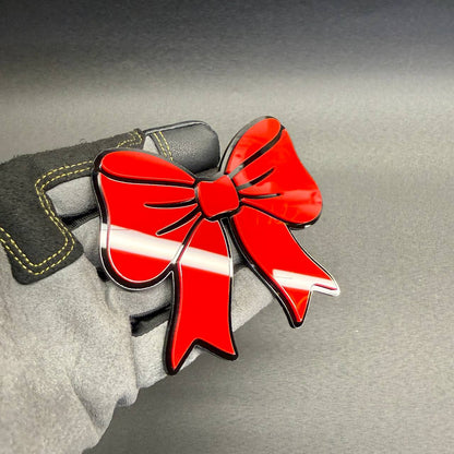 Pink ribbon style automotive badge accessory for Chevrolet Silverado and Camaro