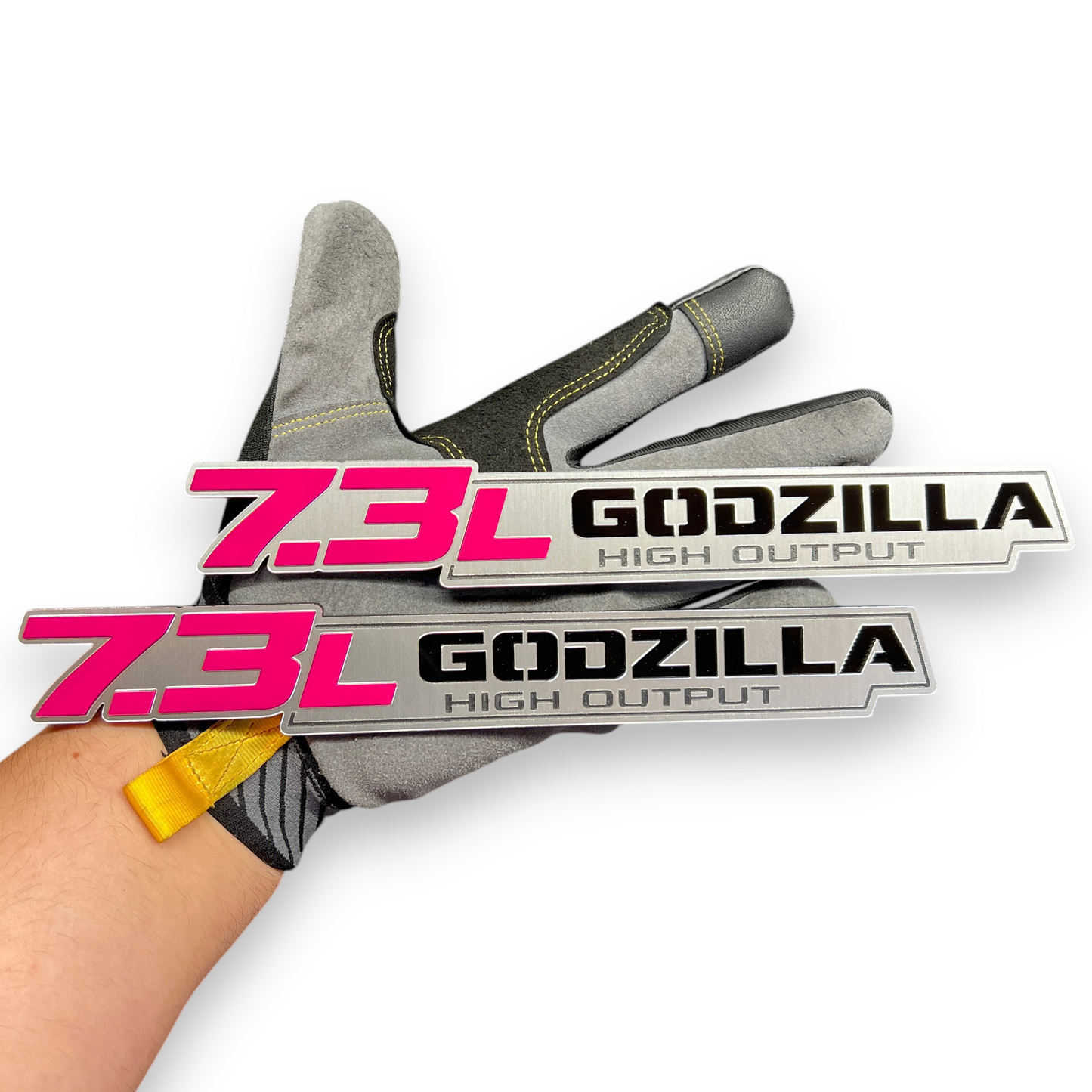 7.3L GODZILLA 3D Car Emblem Silver Fender Badge - Exterior Truck Decal