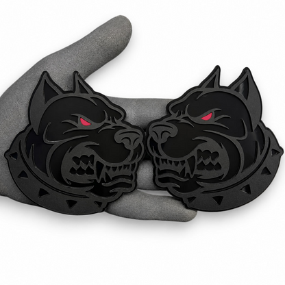 Pit bull car fender badge with aggressive dog logo design for custom vehicle exterior decoration