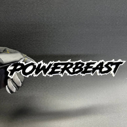 POWERBEAST Car Badge Fender Emblem in black and white aggressive style