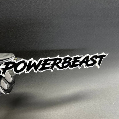 Custom POWERBEAST text badge for car exterior decal or sticker