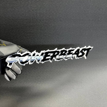 Aggressive POWERBEAST vehicle badge for fender or tailgate placement