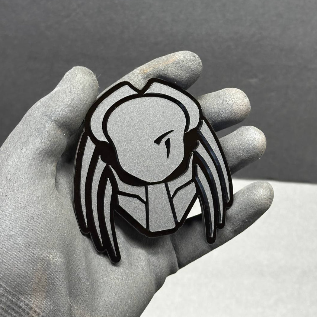Predator Alien Mask Custom Car Badge – Matte Black Finish, Universal Fit