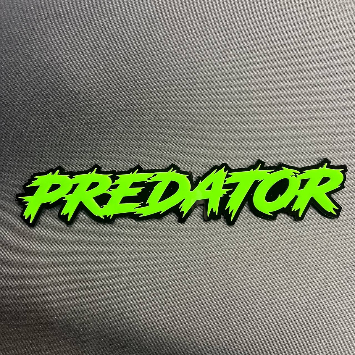 Predator fender emblem custom text car badge with aggressive lettering for vehicle exterior decoration