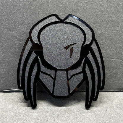 Predator Alien Mask Matte Black on Glossy Black Car Fender Badge