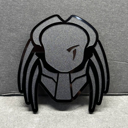 Predator Alien Mask Matte Black on Glossy Black Car Fender Badge