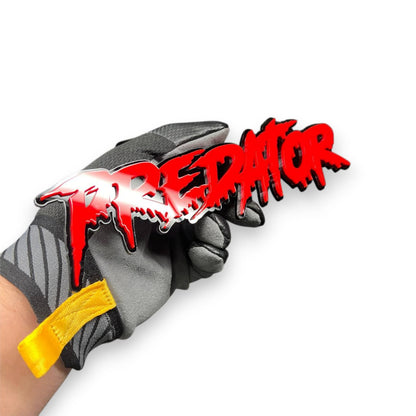 Red black Predator dripping font acrylic car badge for Mustang build