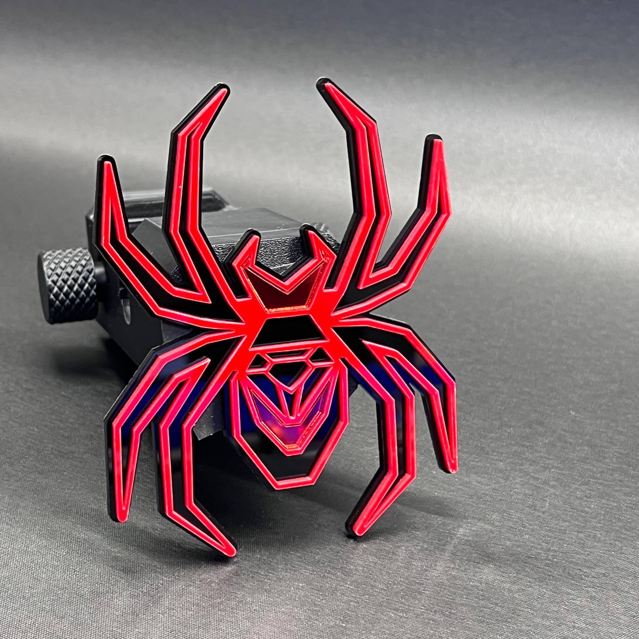 Custom Black Widow mirror red hitch cover badge for truck rear receiver styling