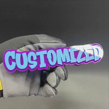 Personalized 3D text emblem in graffiti style for vehicles