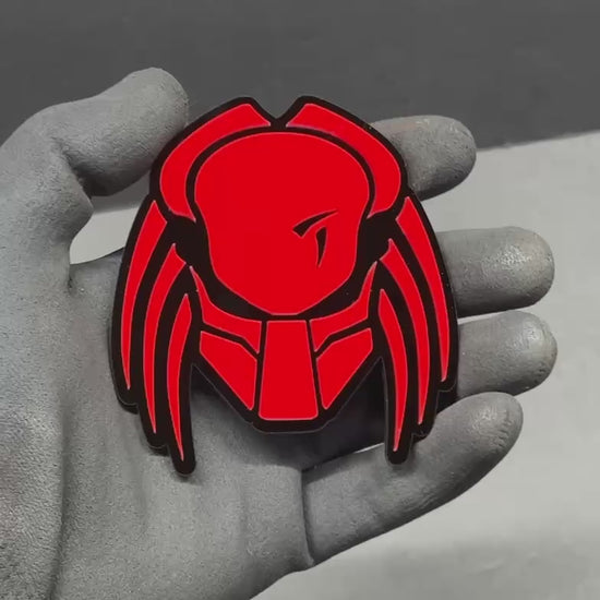 Predator Alien Mask Red Acrylic Car Fender Badge