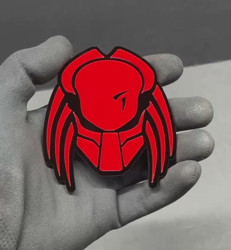 Predator Alien Mask Red Acrylic Car Fender Badge