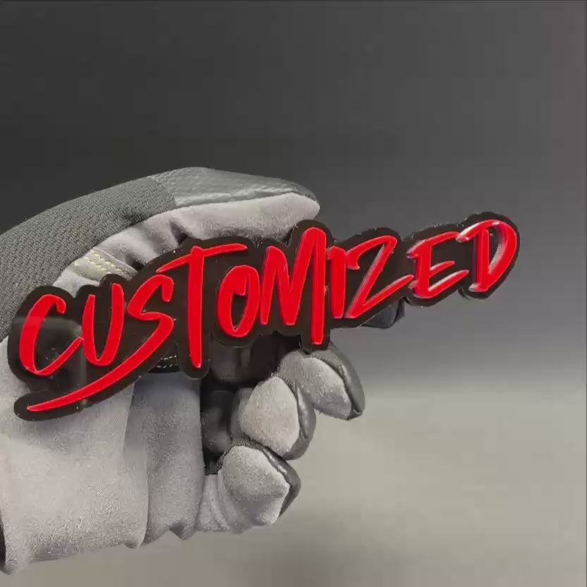 Personalized custom text car emblem in graffiti style