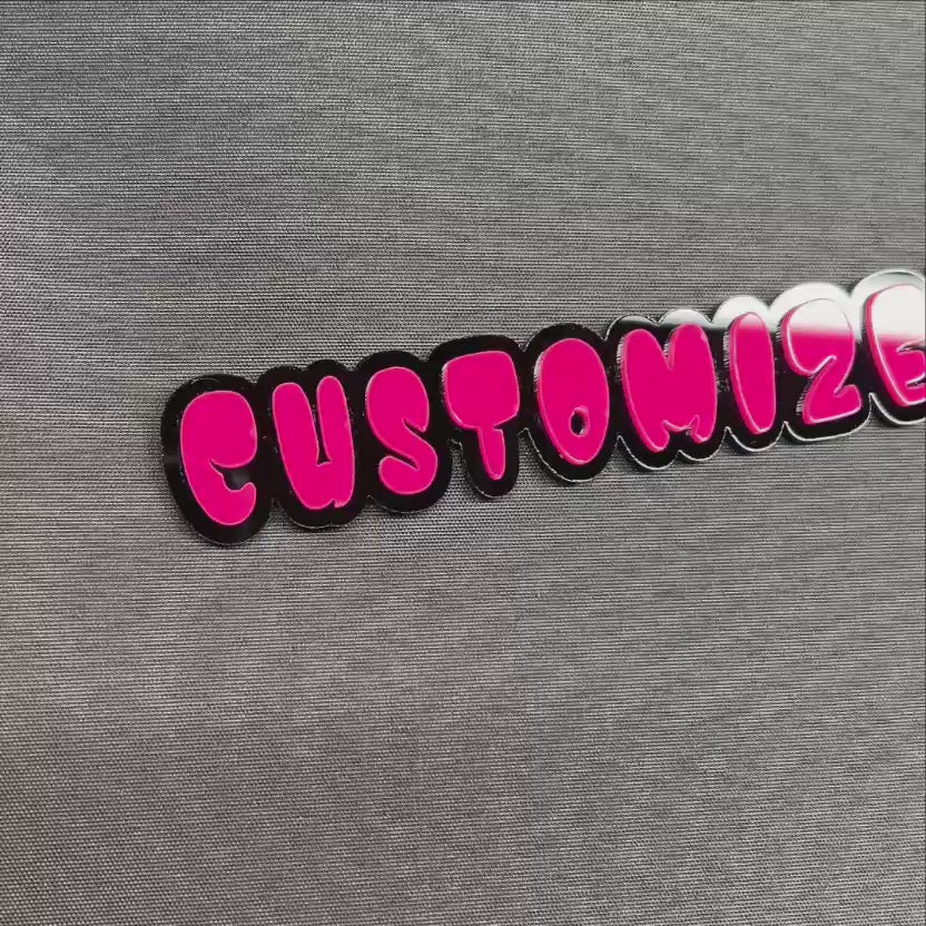 3D printed personalized car emblem with bold graffiti font design