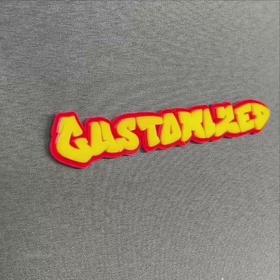 Personalized graffiti name badge made in bold custom text style.