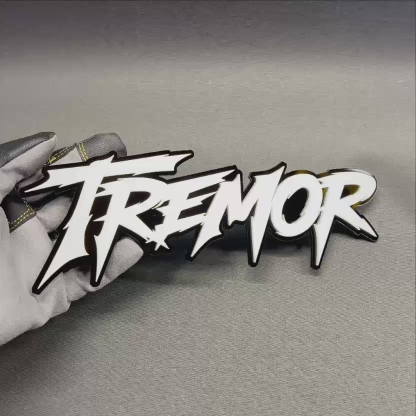 Custom TREMOR automotive text badge for car truck fender or exterior