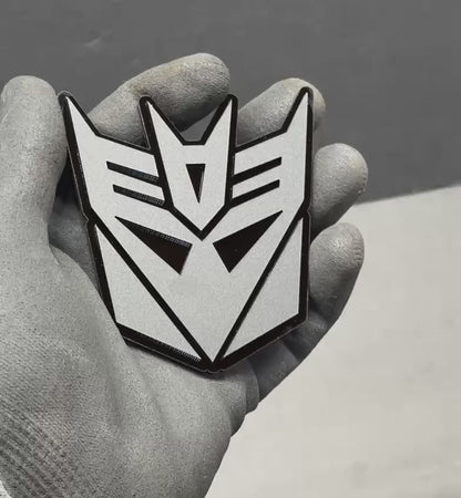Transformers Decepticon car emblems in matte black acrylic – product showcase video