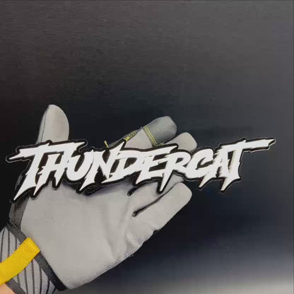 Custom THUNDERCAT text car emblem in aggressive script style