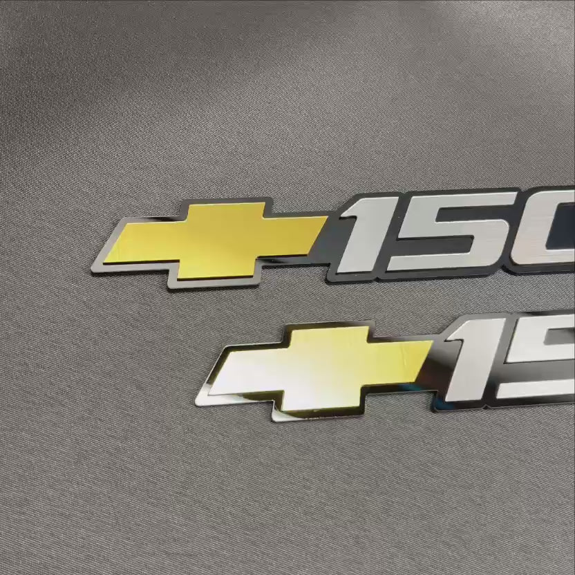 Silverado 1500 replacement door emblem set with glossy black outline