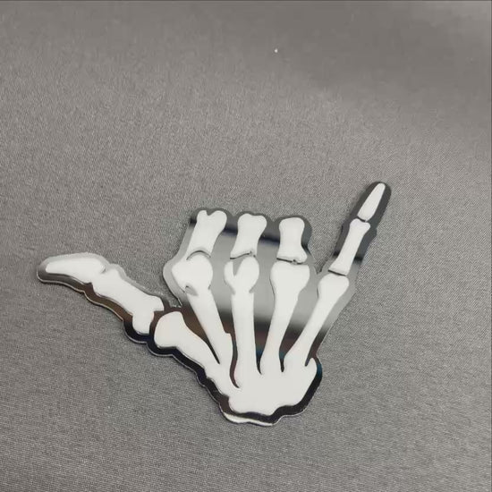 Hang loose skeleton hand auto exterior badge for car, truck, or SUV customization