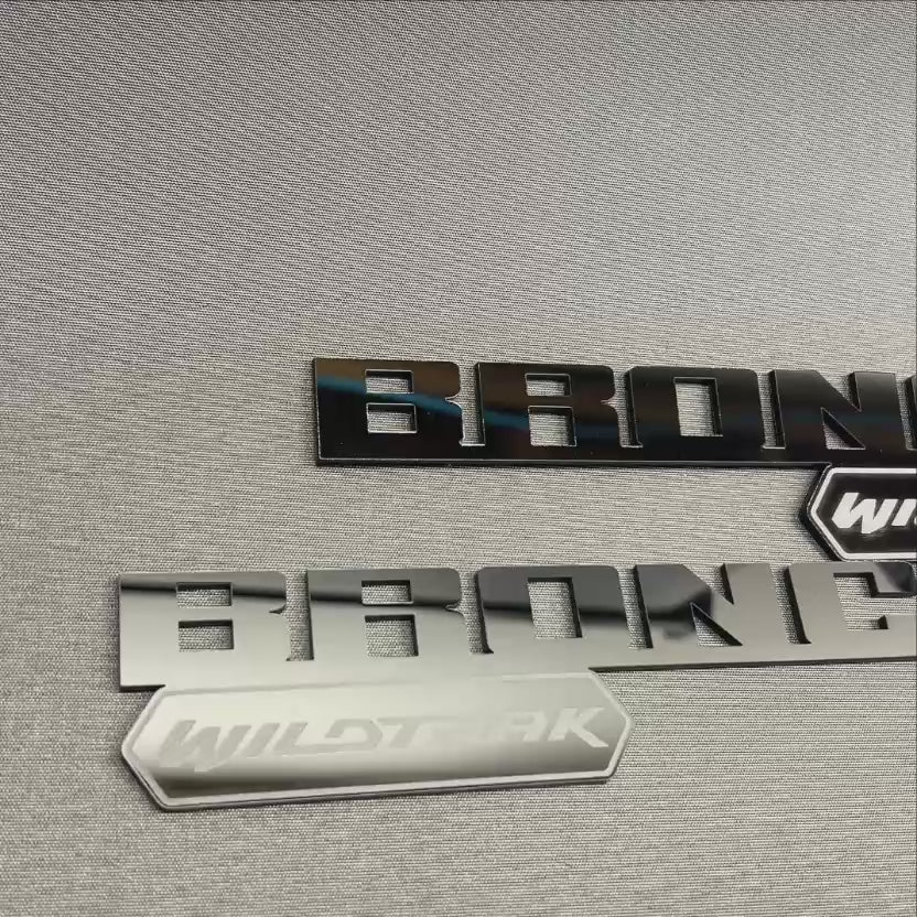 Custom Bronco Wildtrak side emblem with clean bold automotive design
