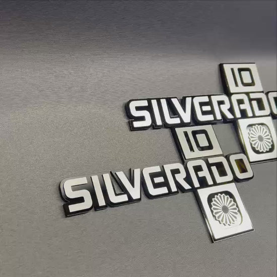 Chevy Silverado 10 fender badge with custom geometric design