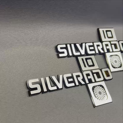 Chevy Silverado 10 fender badge with custom geometric design