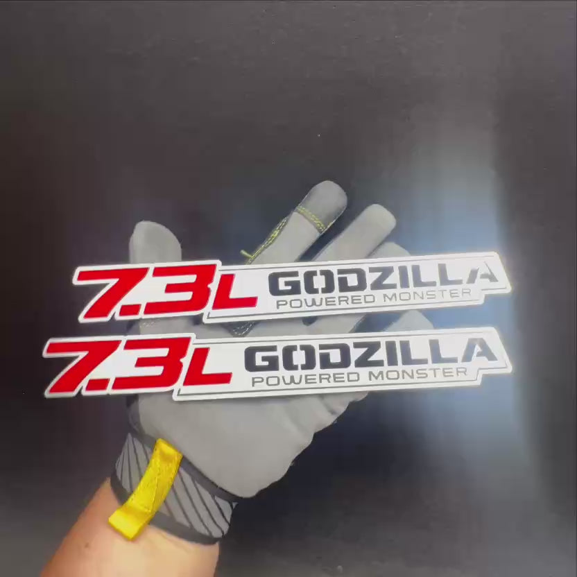 7.3 liter Godzilla engine fender emblem with Powered Monster lettering