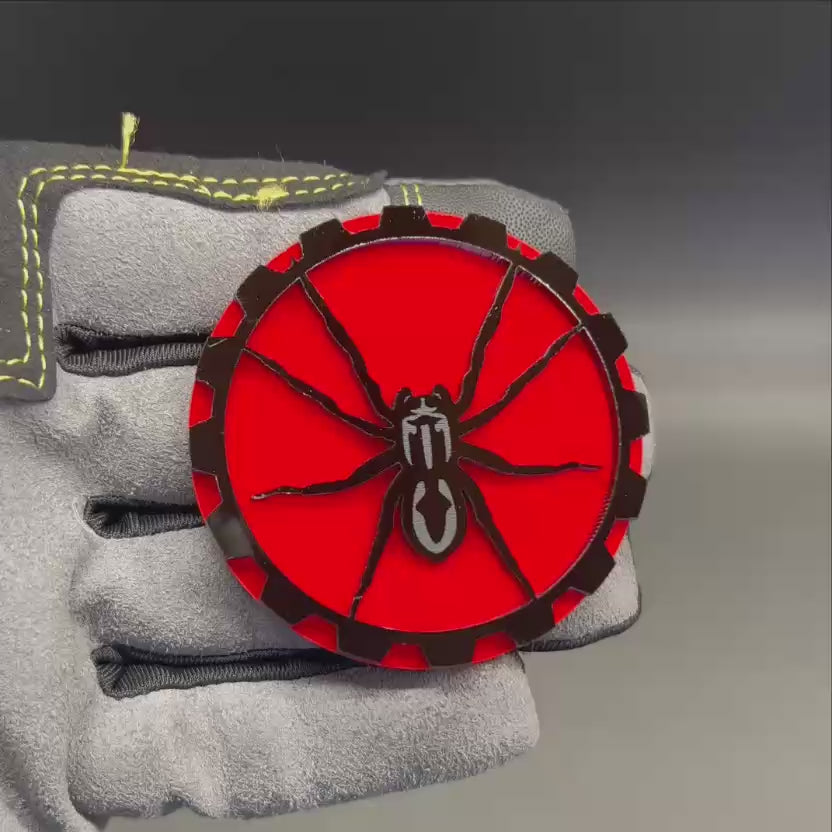 Custom Black Widow spider emblem for Jeep exterior customization