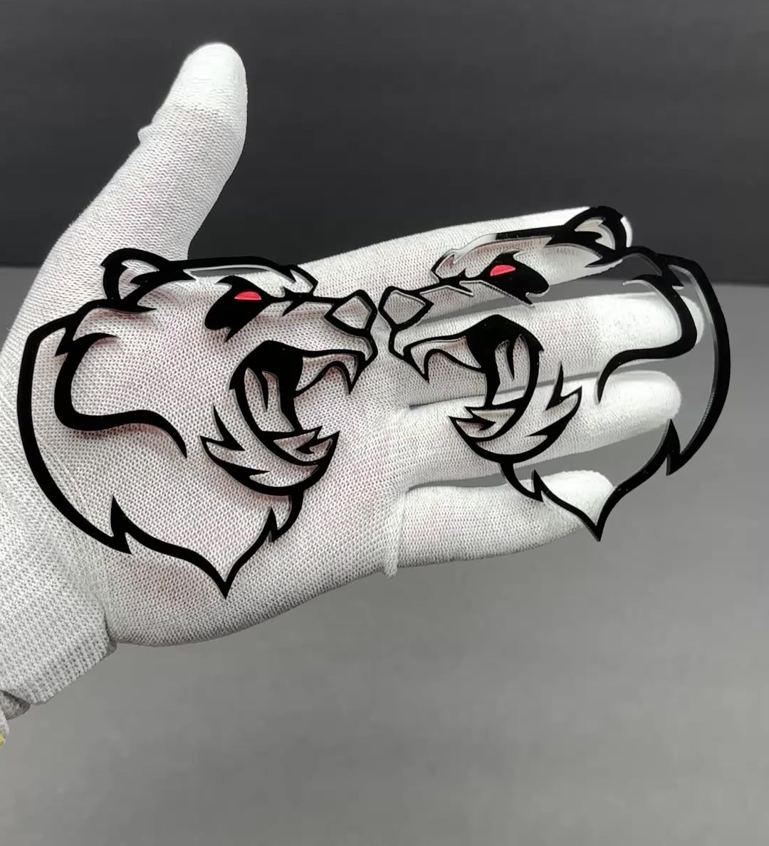Bear automotive emblem pair for custom car truck hood fender and tailgate use